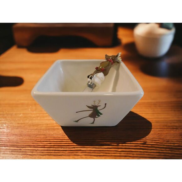 St. Nicholas Square "Reindeer Games" Dip Mix Bowl & Spreader New In Box. - Picture 1 of 10